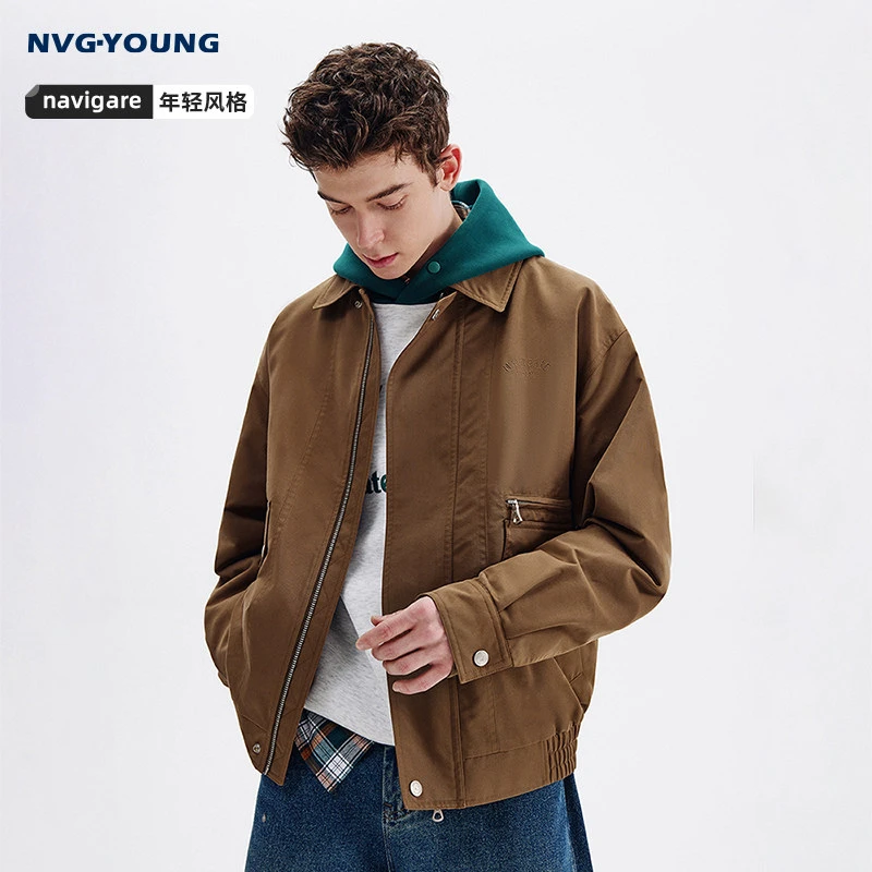 NVGYOUNG意大利小帆船巴恩风单夹克男2025秋季新款翻领微落肩外套