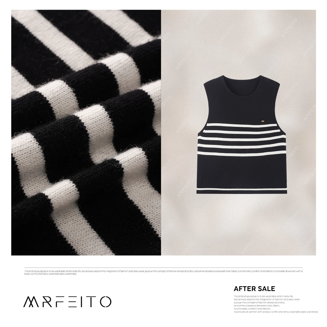 MRFEITO时尚条纹女士马甲H869MA02C30573