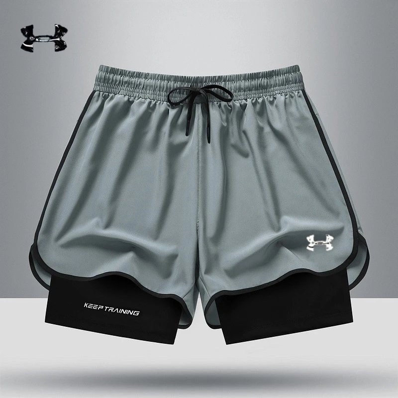 UA安德马夏季速干透气短裤男士休闲宽松运动裤健身跑步冰丝裤男