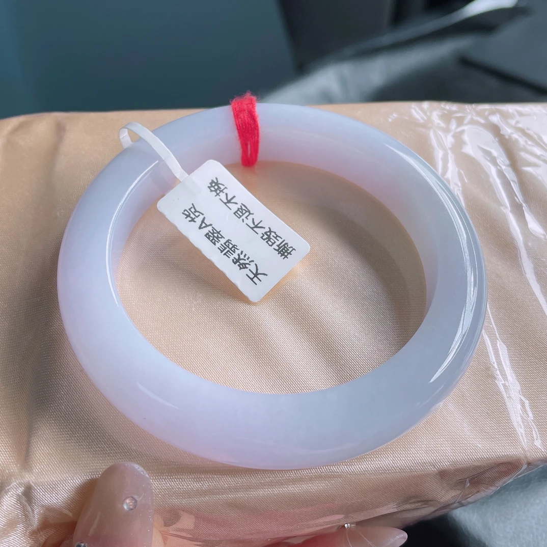 正品缅甸天然A货翡翠高糯化起胶肉细淡春彩仙女粉紫53.7圈