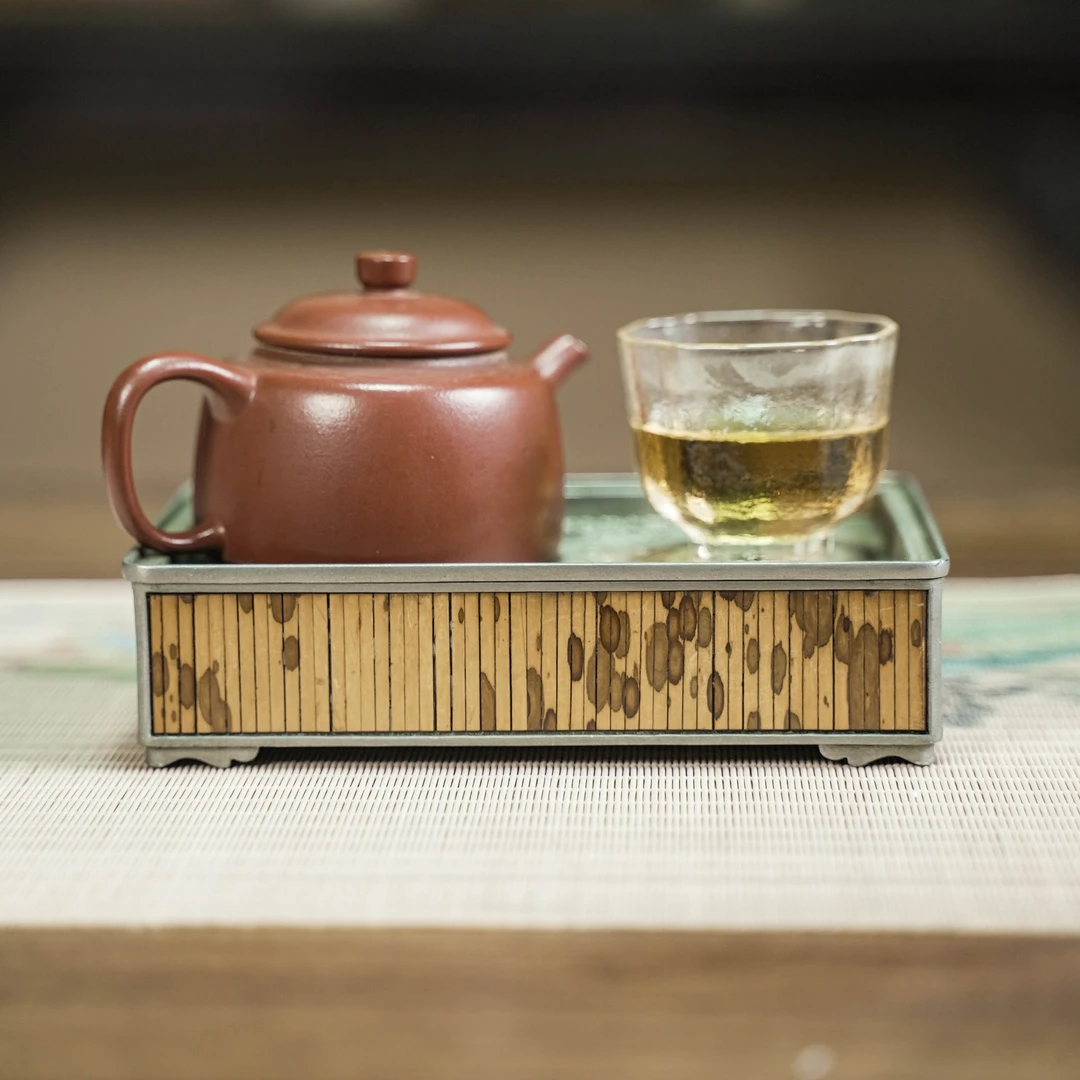 梅妃竹纯锡壶承可蓄水干泡台茶盘