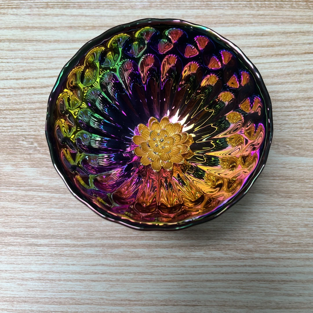手工茶器 七彩全彩【金莲花七彩】裸杯