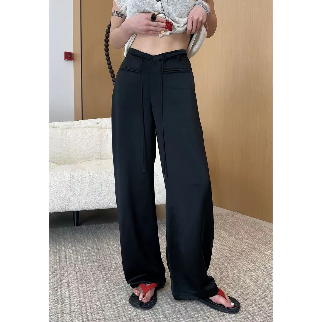 玖了个玖 2025新款 极简百搭光泽感夏季薄款慵懒休闲裤 2507C3762