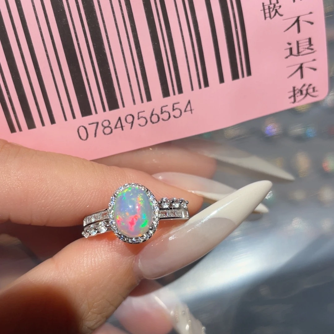 喵***苗欧泊银S925镶嵌欧泊戒指