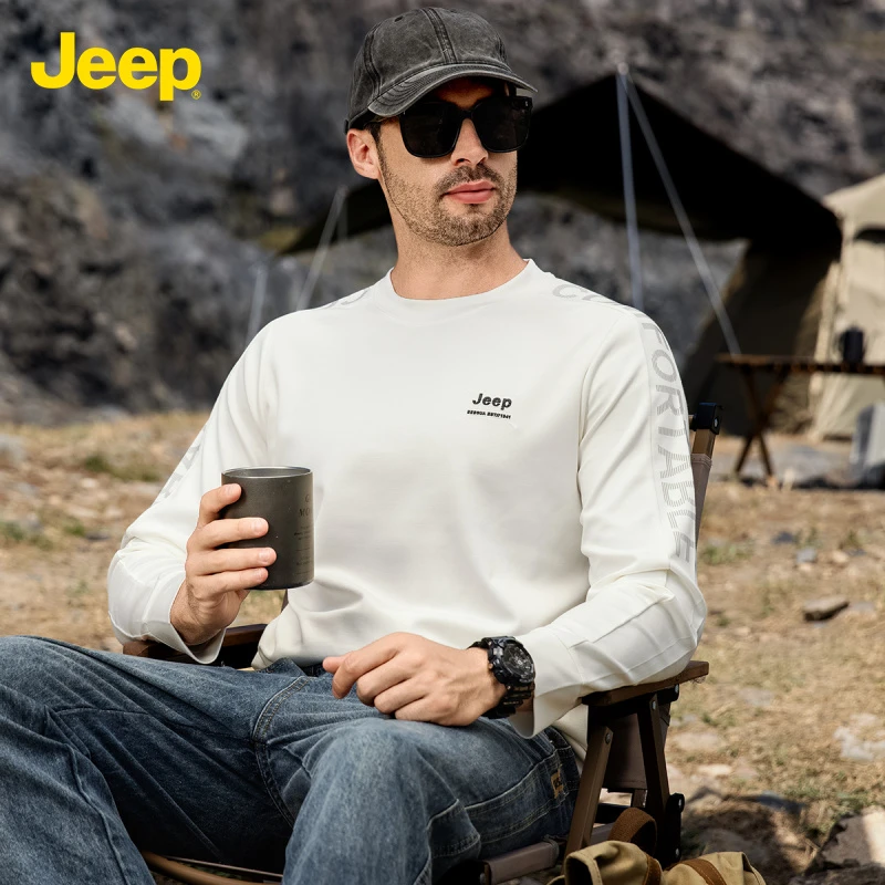 JEEP吉普2025春季新款男士户外风华夫格卫衣休闲时尚百搭上衣