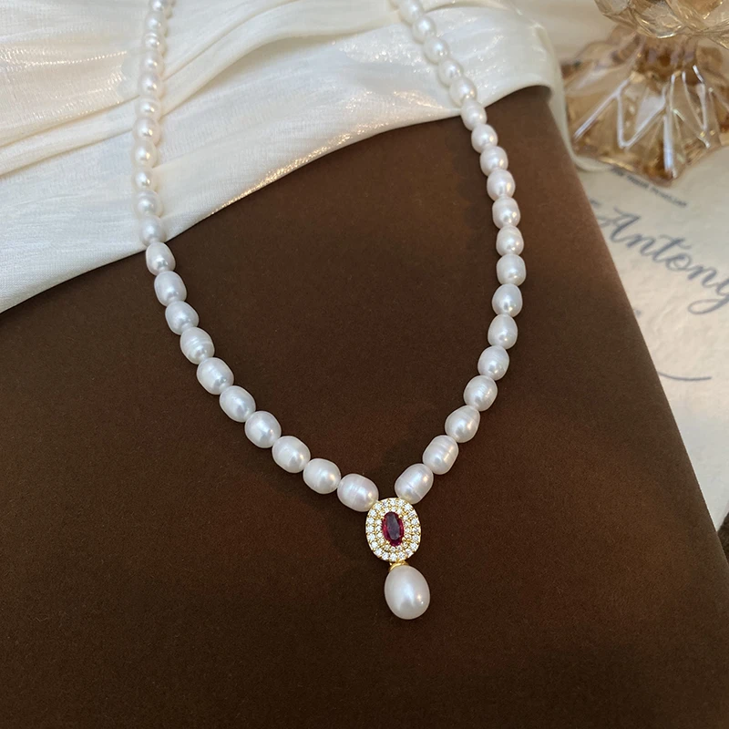 天然淡水珍珠项链女气质法式复古高级感锁骨链轻奢时尚百搭颈链