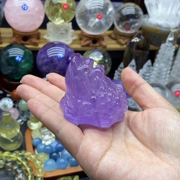 石材天然紫水晶金蟾