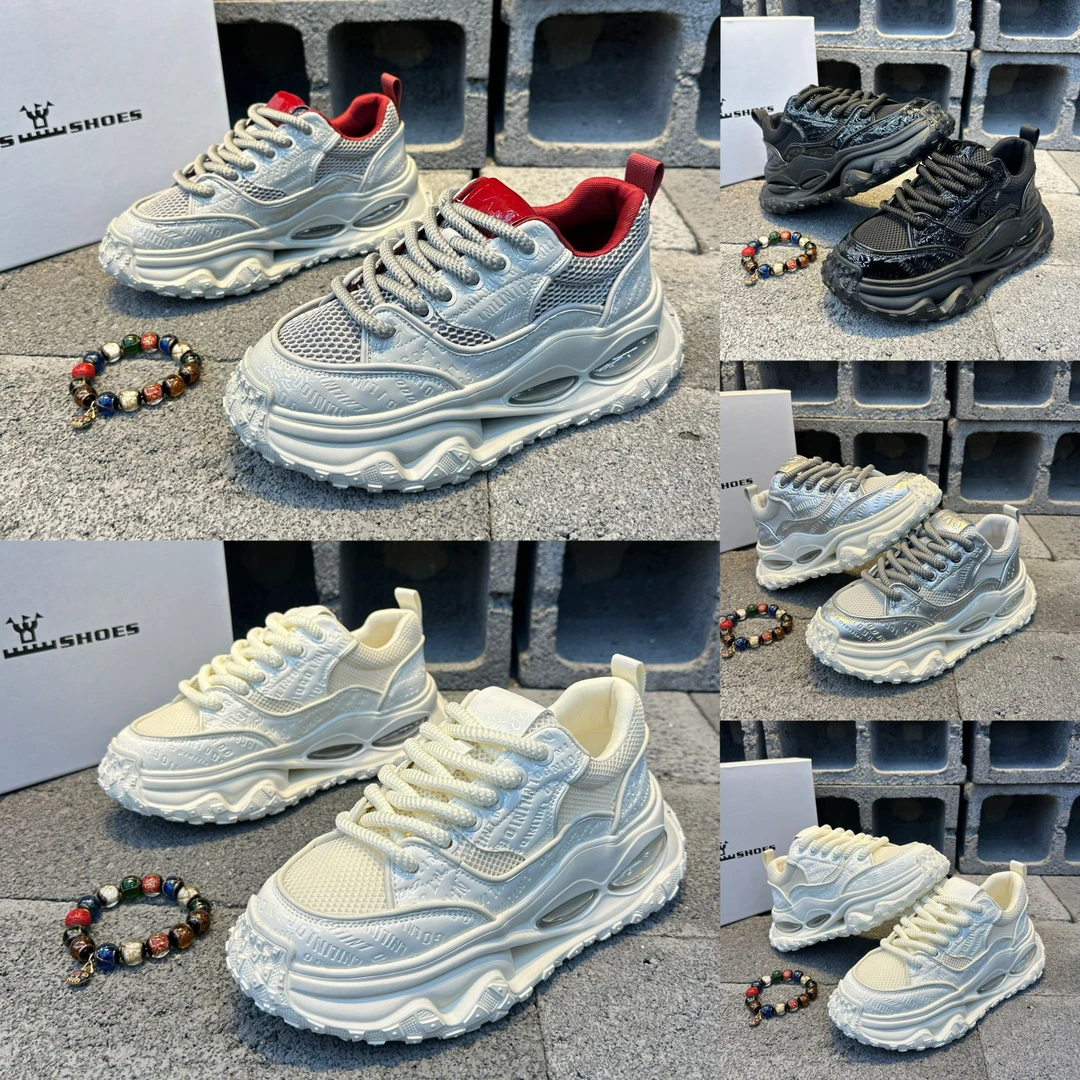 轻奢男士春夏透气网面轮胎厚底增高潮流老爹休闲运动鞋子老爹鞋