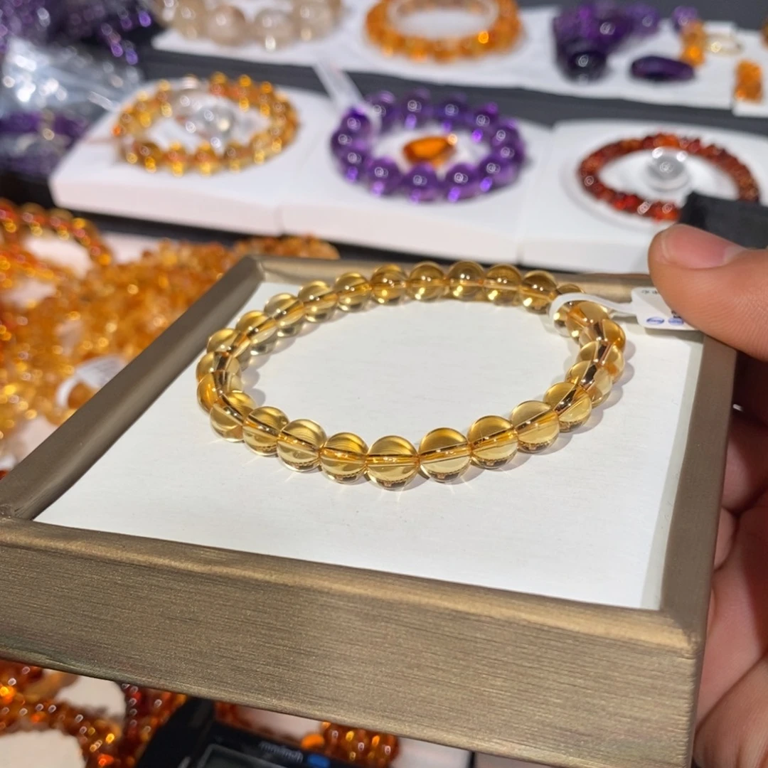 李***义水晶未镶嵌手链8mm天然巴西暴力黄黄水晶手链
