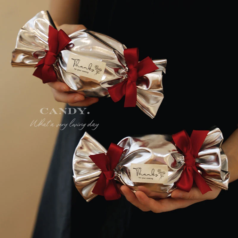 轻奢订婚礼糖果袋结婚喜糖盒简约糖果空盒高级感免折叠LOGO可定制