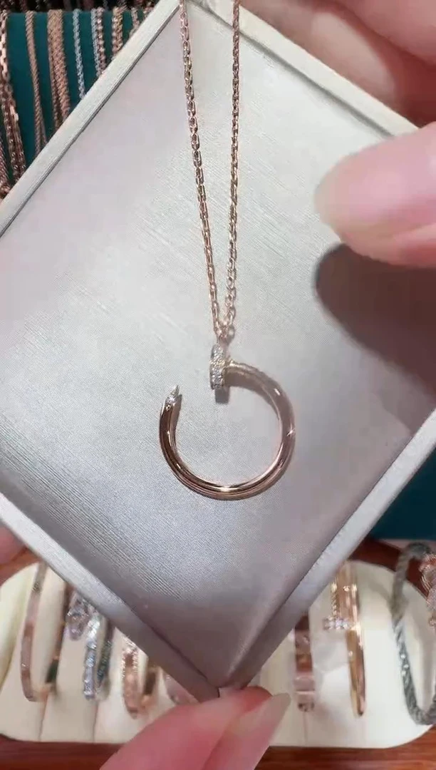 18K金纯天然钻石头尾钻套链