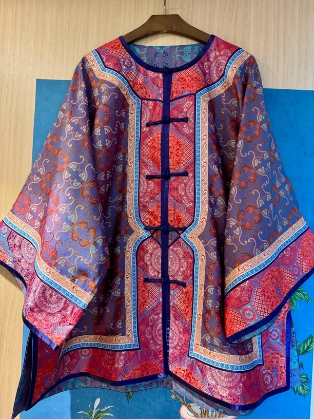 中式羽化蝶蜀罗对襟