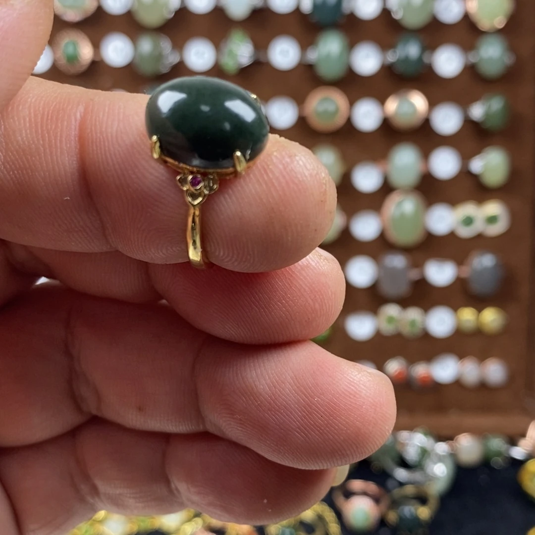 和田玉（青玉）戒指合金