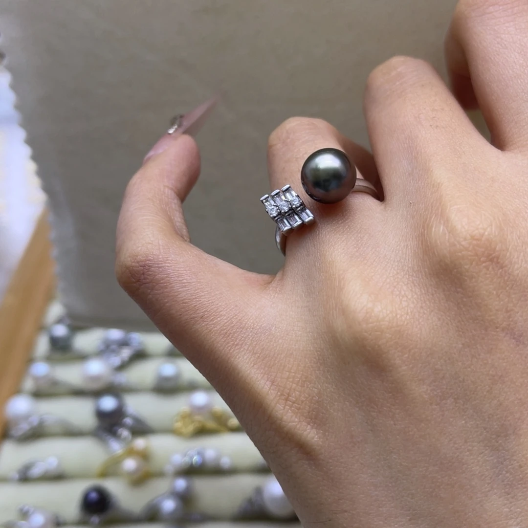 戒圈银S925镶嵌海水珍珠