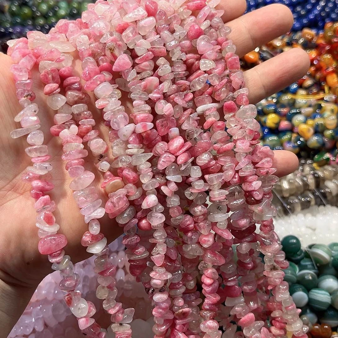 玛瑙/玉髓合金珠宝半成品樱花雨碎石80cm一条