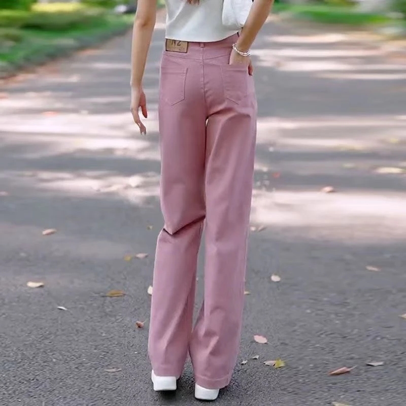 2025年新款春秋白色牛仔裤女休闲直筒裤高腰显瘦垂感时尚显瘦女裤