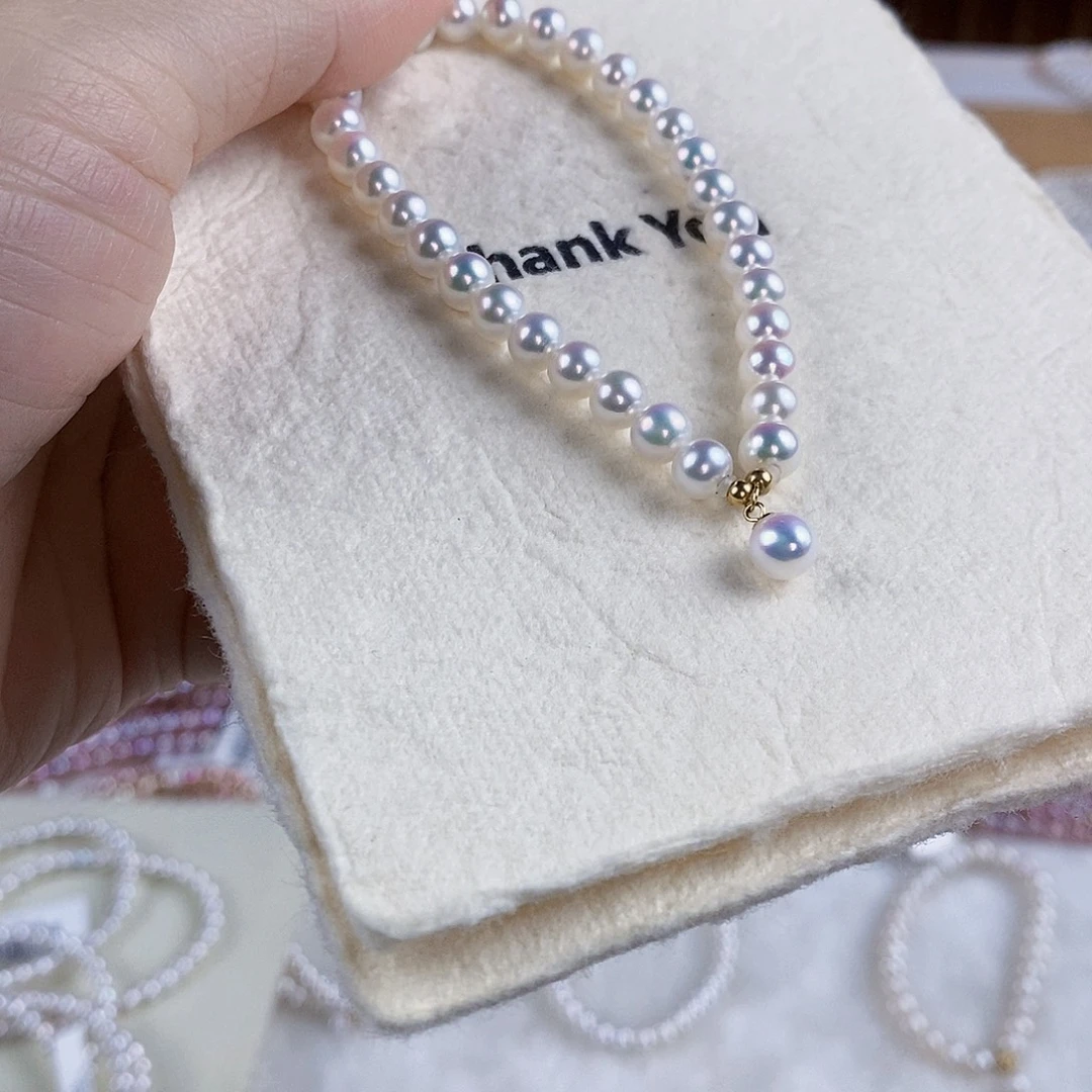 手绳18K金镶嵌淡水珍珠