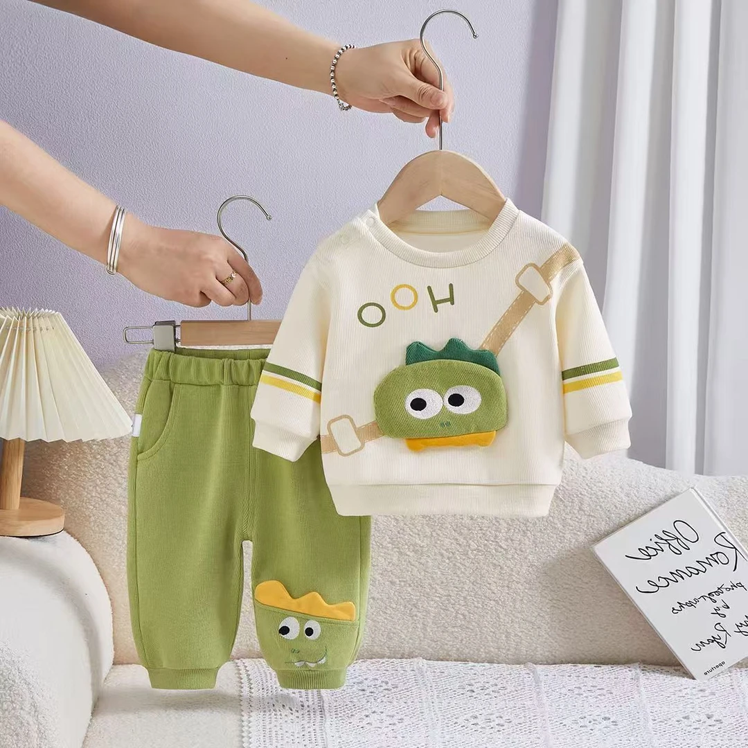 儿童套装小恐龙帅气宝宝加绒卫衣卫裤春秋季新款婴幼儿外出两件套