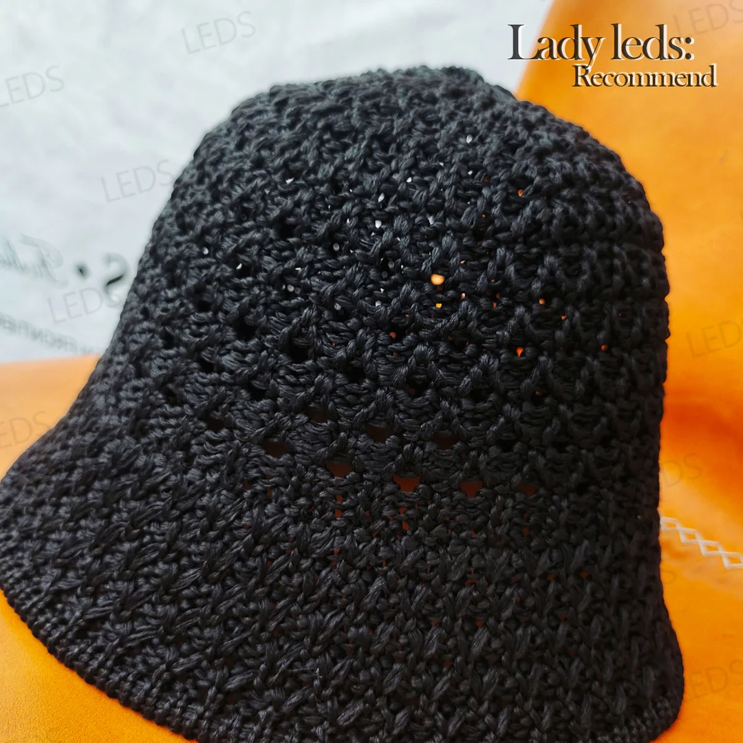 LEDS  MZ001夏季镂空渔夫帽女士编织百搭针织显脸小小盆帽