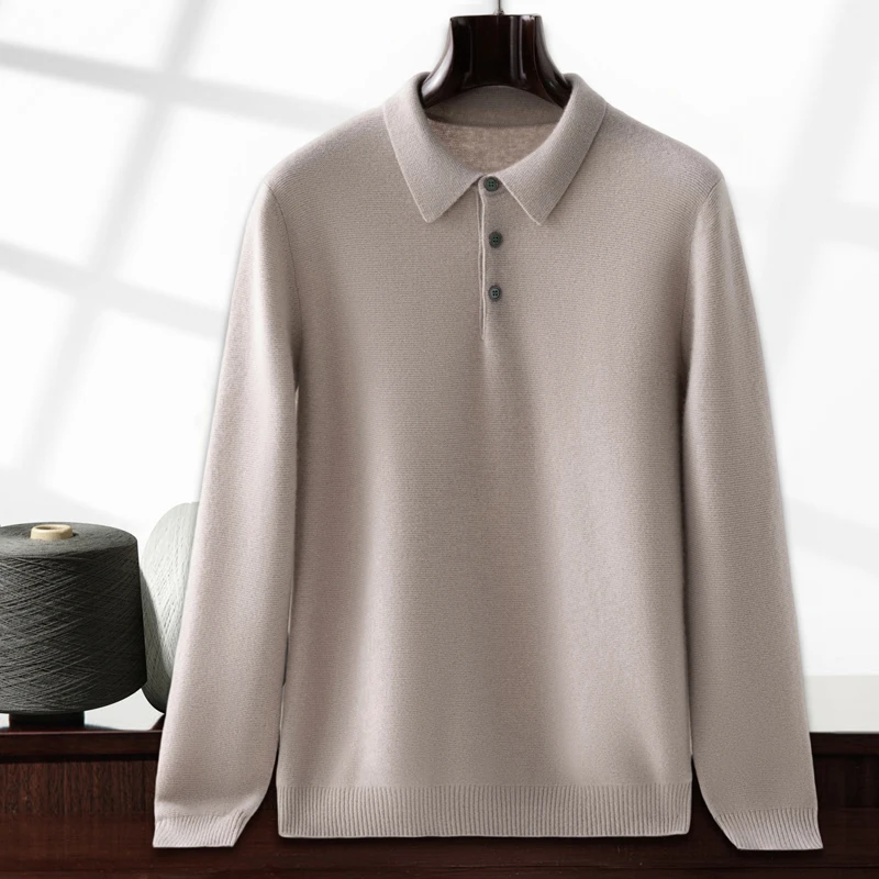 【不议价】100%山羊绒男士反针POLO领时尚百搭潮流简约宽松羊绒套衫