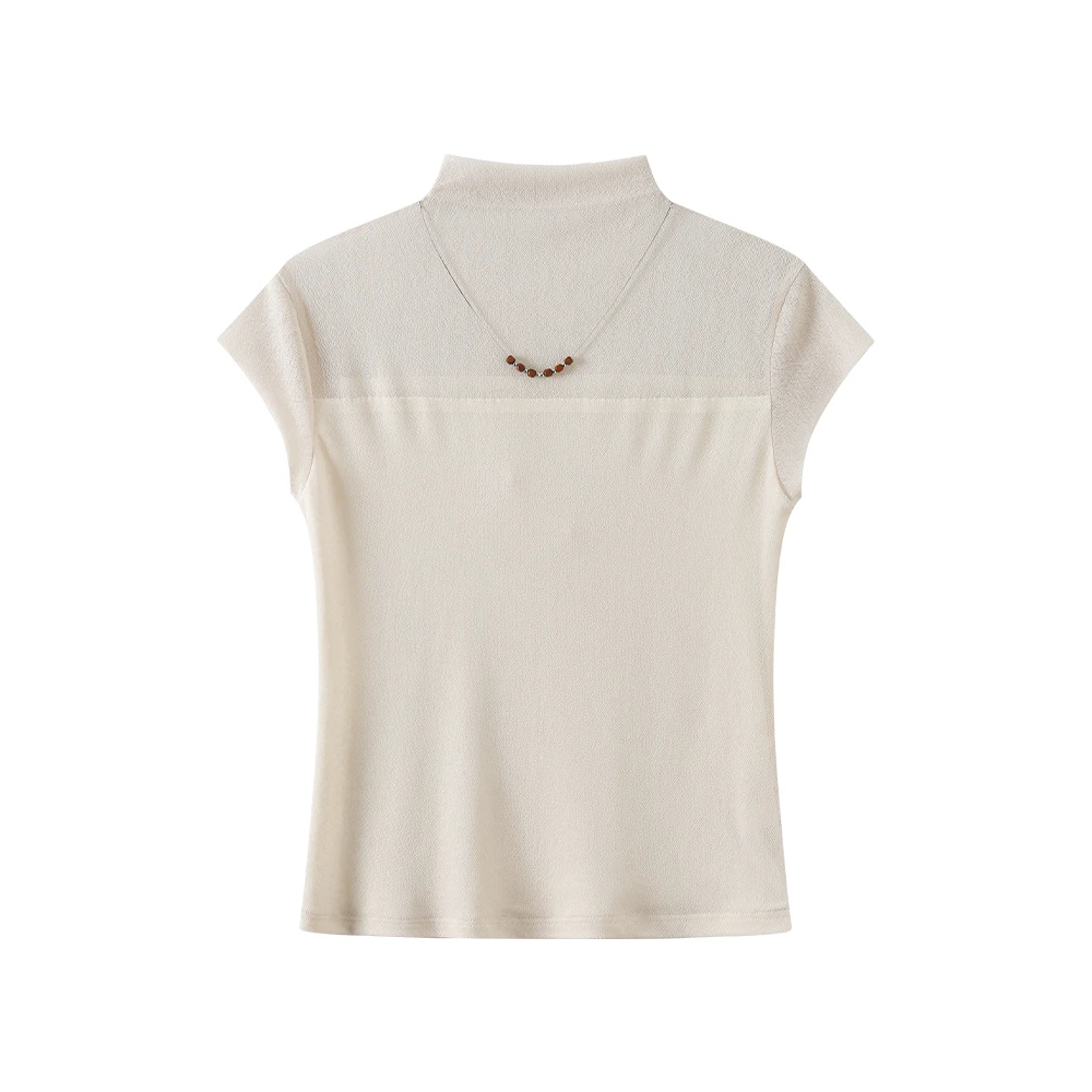 时髦微透拼接链条设计短袖T恤53838913