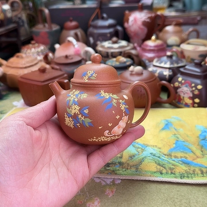 紫砂茶壶桂花猫咪