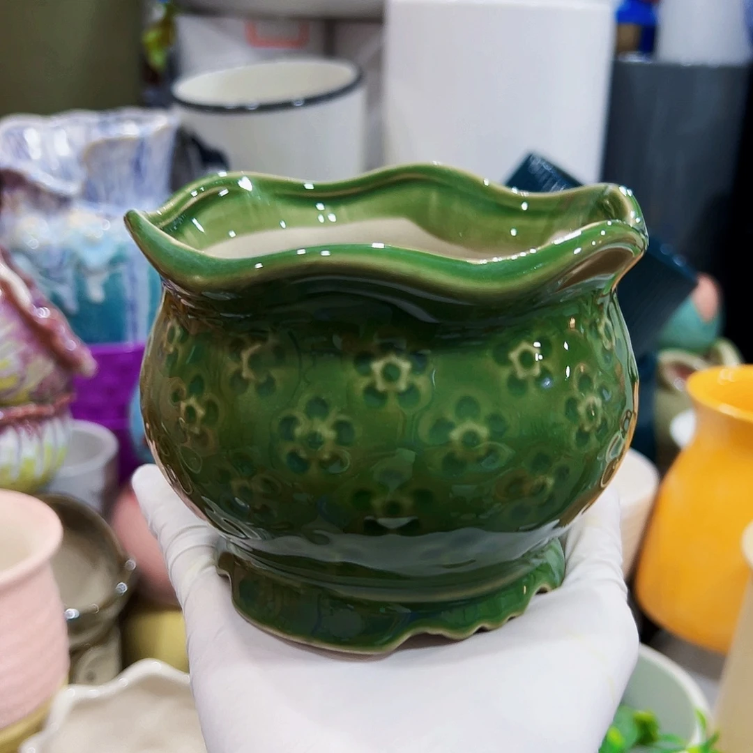 有孔，外贸尾单陶瓷花盆凑单10米包邮