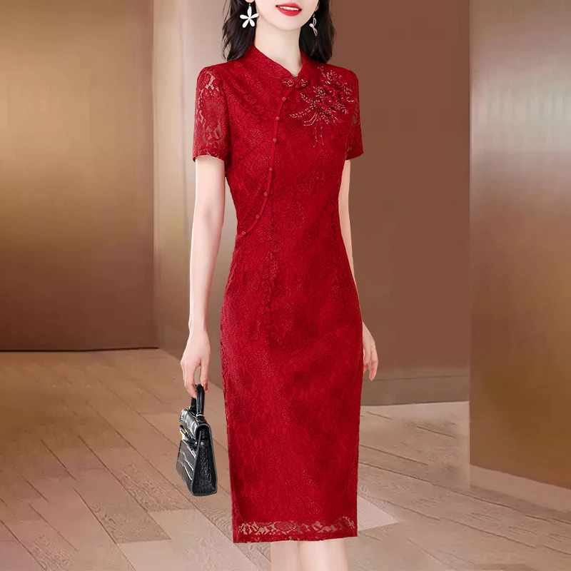 【可蓓儿】高贵旗袍连衣裙2024新款女夏季喜婆婆婚宴装妈妈平妈妈装