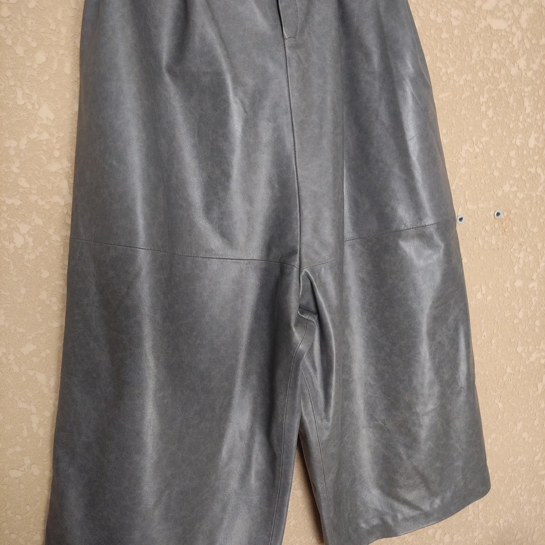 真皮绵羊皮港风时尚松弛感设计师款大裆裤