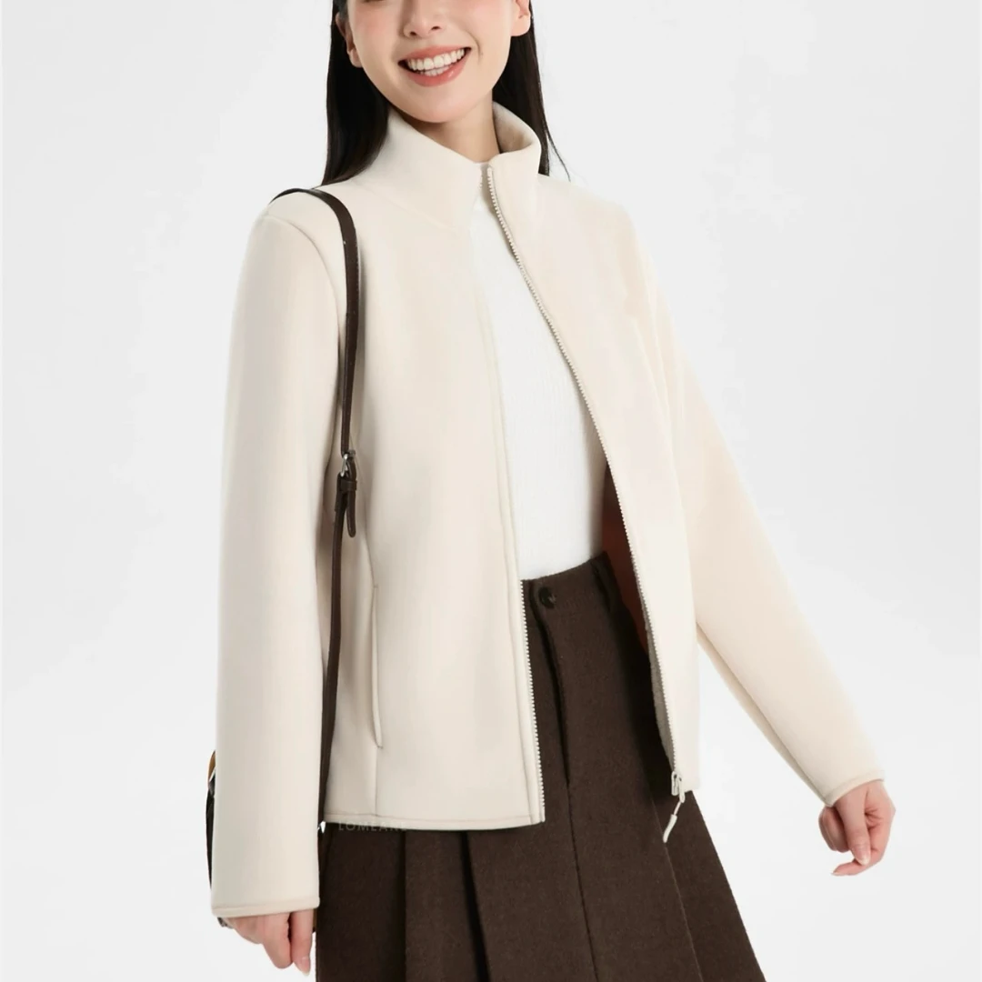 女士摇粒绒立领外套通勤百搭上衣运动潮流开衫