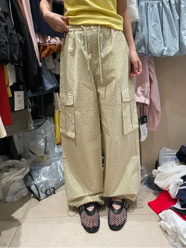 十三行X2#98015夏季福利洗水裤脚两用碎花工装裤，裤长：103cm