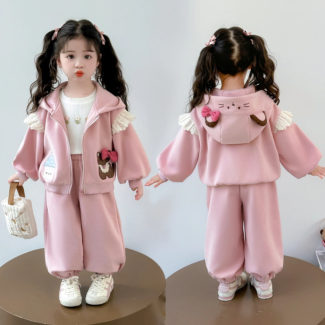 女童秋装卫衣2025新款洋气外套时髦儿童春秋季运动裤宝宝两件套装