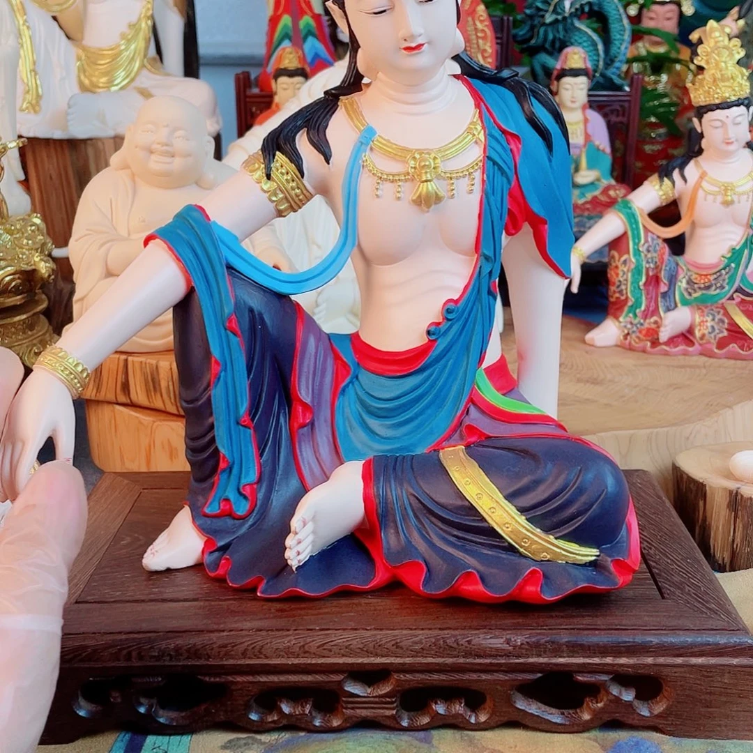 鱼***者石材自在观音摆件30