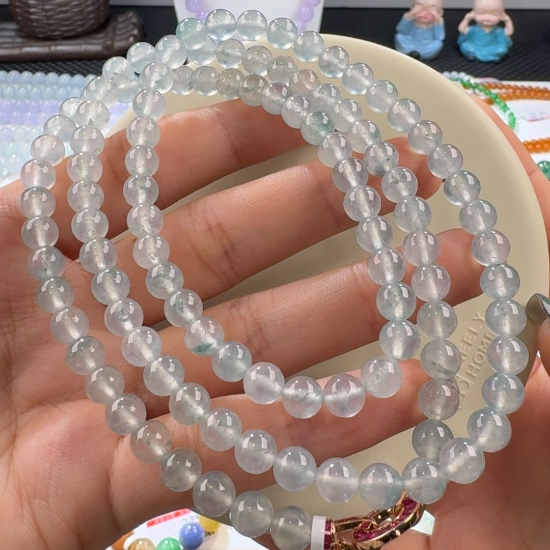 翡翠手链未镶嵌高冰飘蓝花项链卡6清新！上新强推！