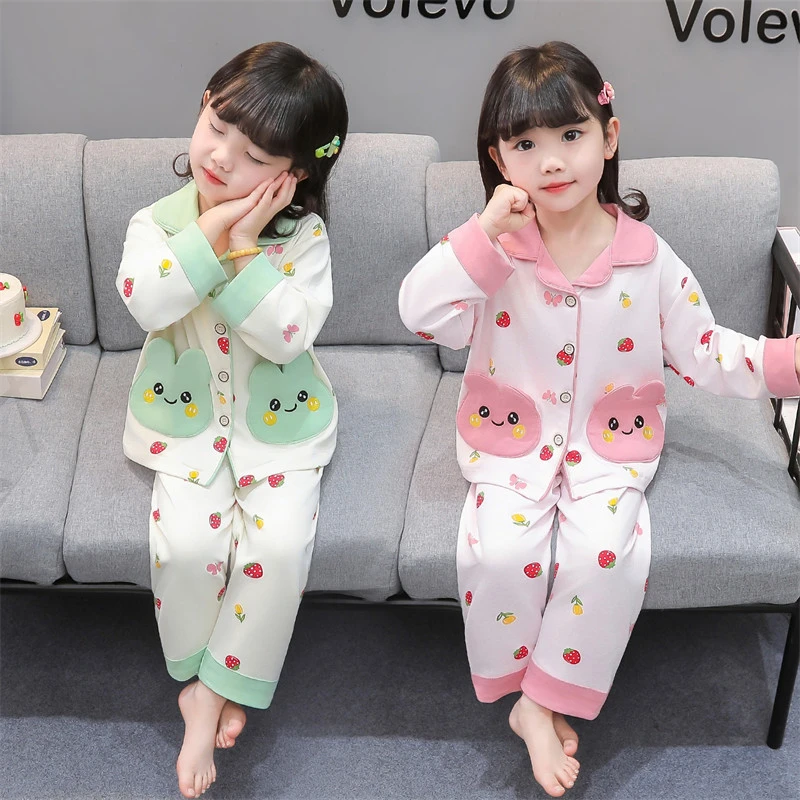 女童睡衣儿童长袖纯棉春秋款卡通中小童秋季宝宝小女孩家居服套装