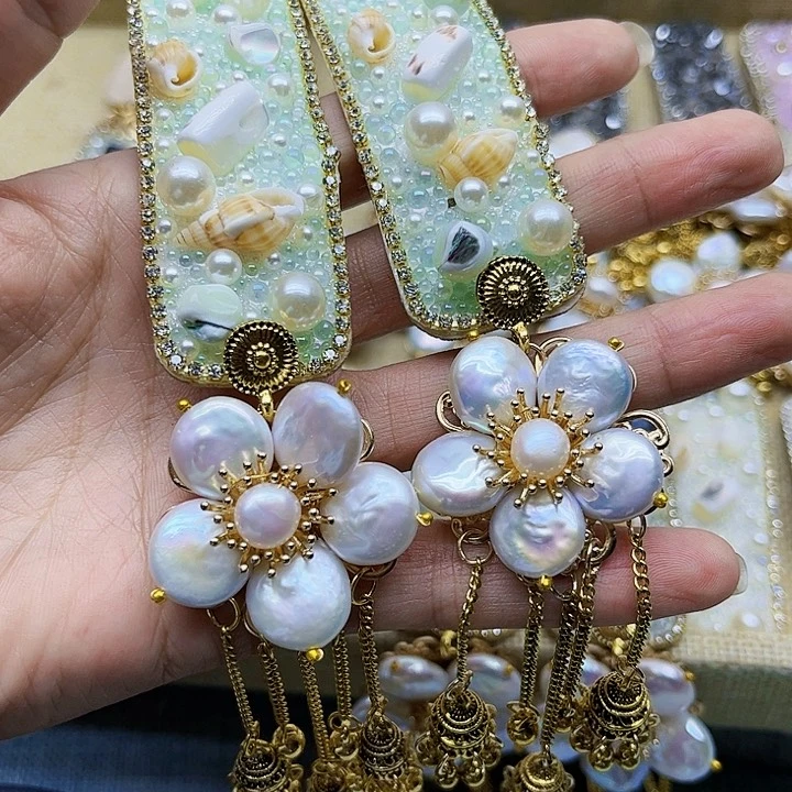 淡水珍珠耳饰银S925镶嵌香*啵