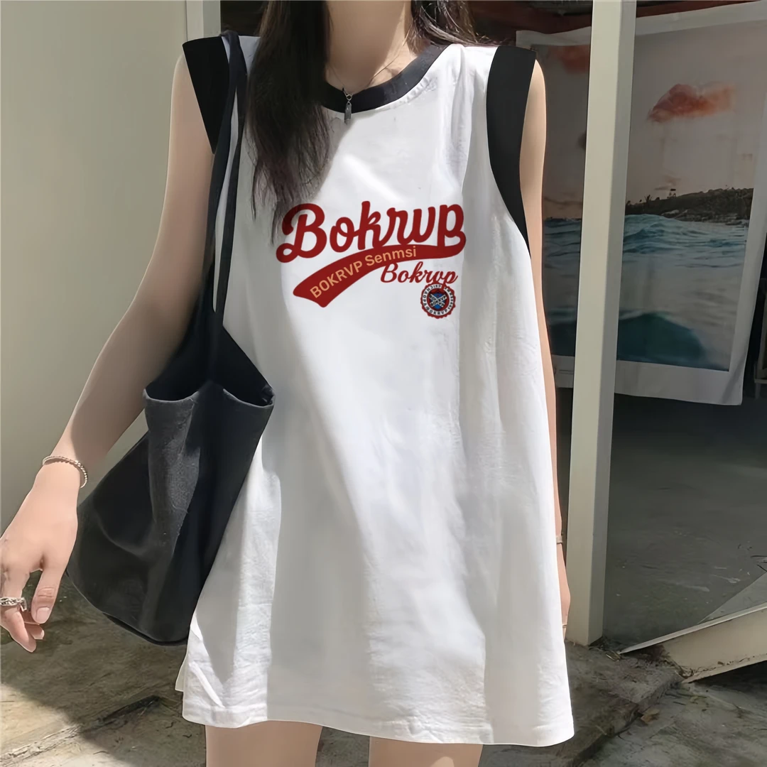 纯棉无袖背心女外穿宽松2025新爆款休闲慵懒风坎肩t恤遮屁股上衣