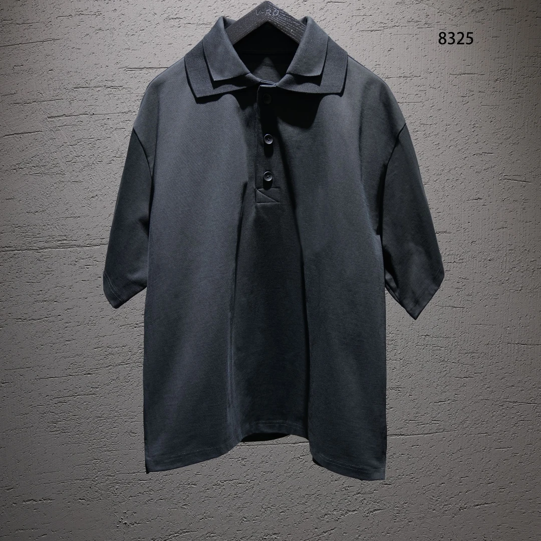 V-RO8325“双层叠领”三粒扣澳棉350g长绒棉polo针织短袖
