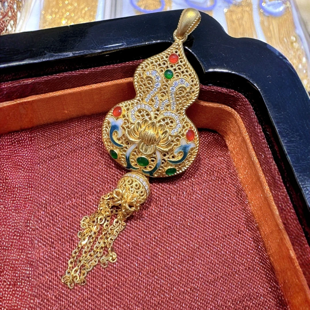 足金999【0附加】妙莲福禄双面葫芦吊坠黄金轻奢精致国潮百搭