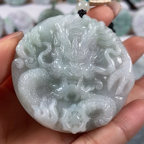 翡翠颈饰未镶嵌龙凤呈祥两面工福利