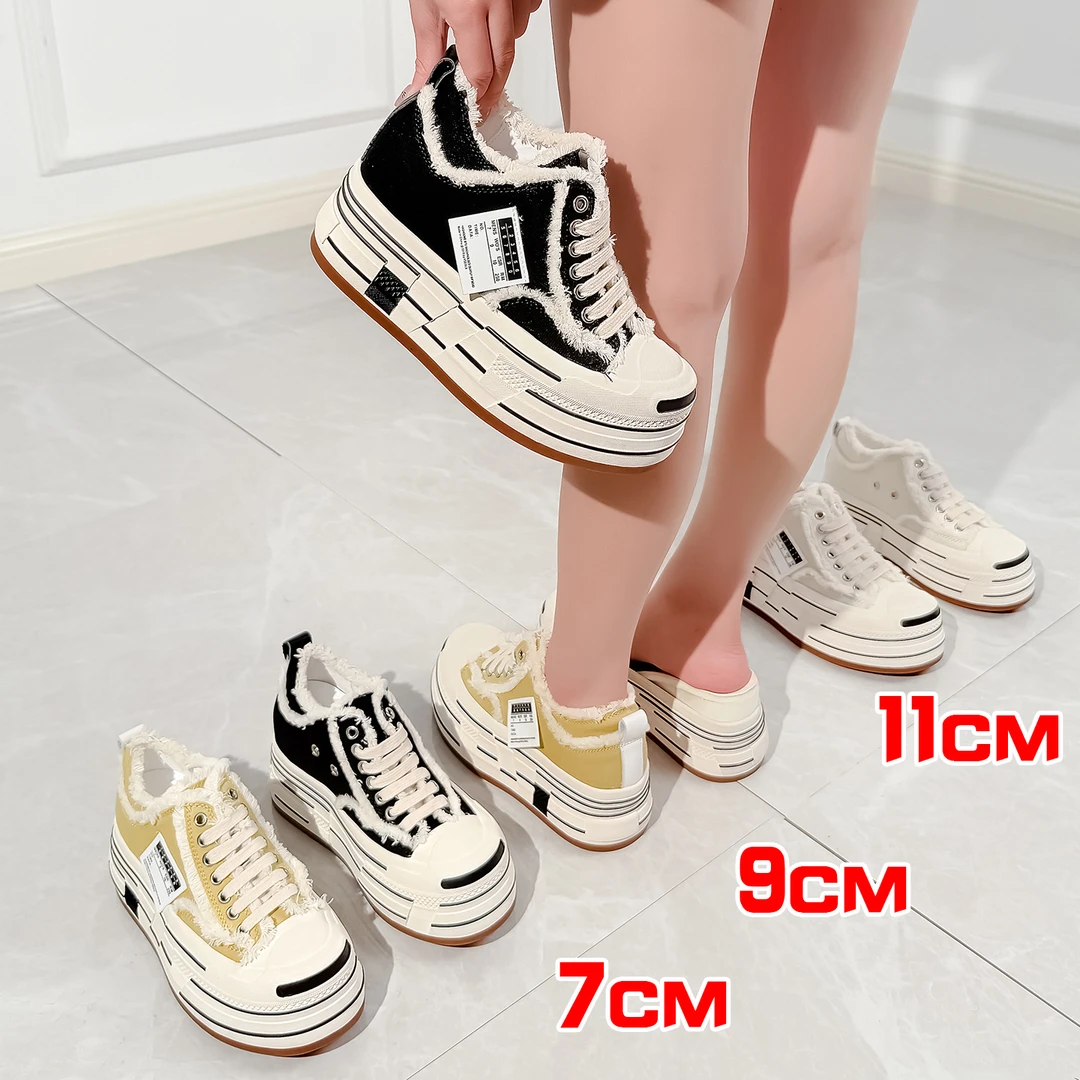 张匠人小个子11公分春夏乞丐帆布鞋内增高9厘米开口笑休闲板鞋7cm