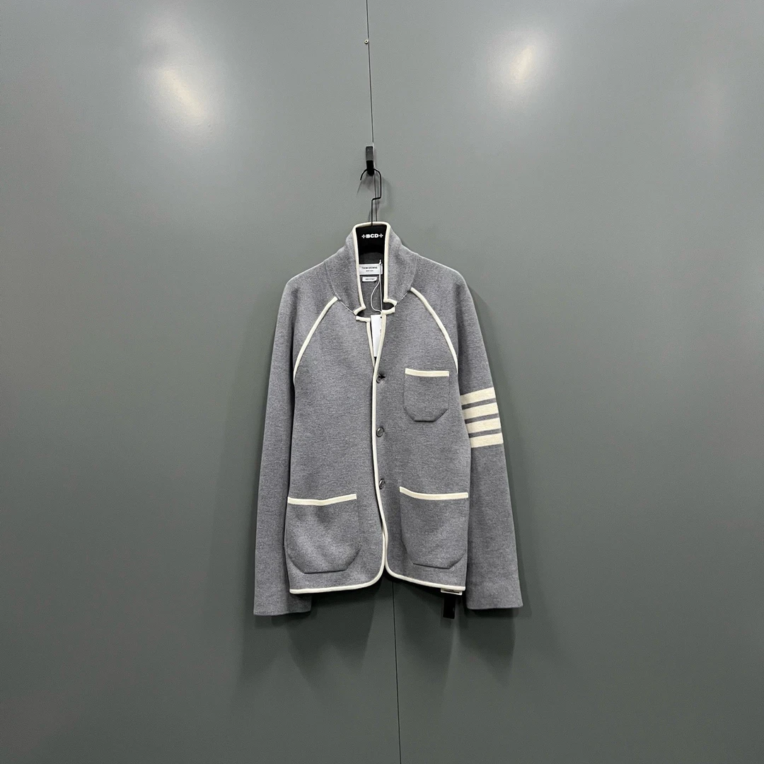 未使用 THOMBROWNE 804 015242 灰色四条纹外套 4码