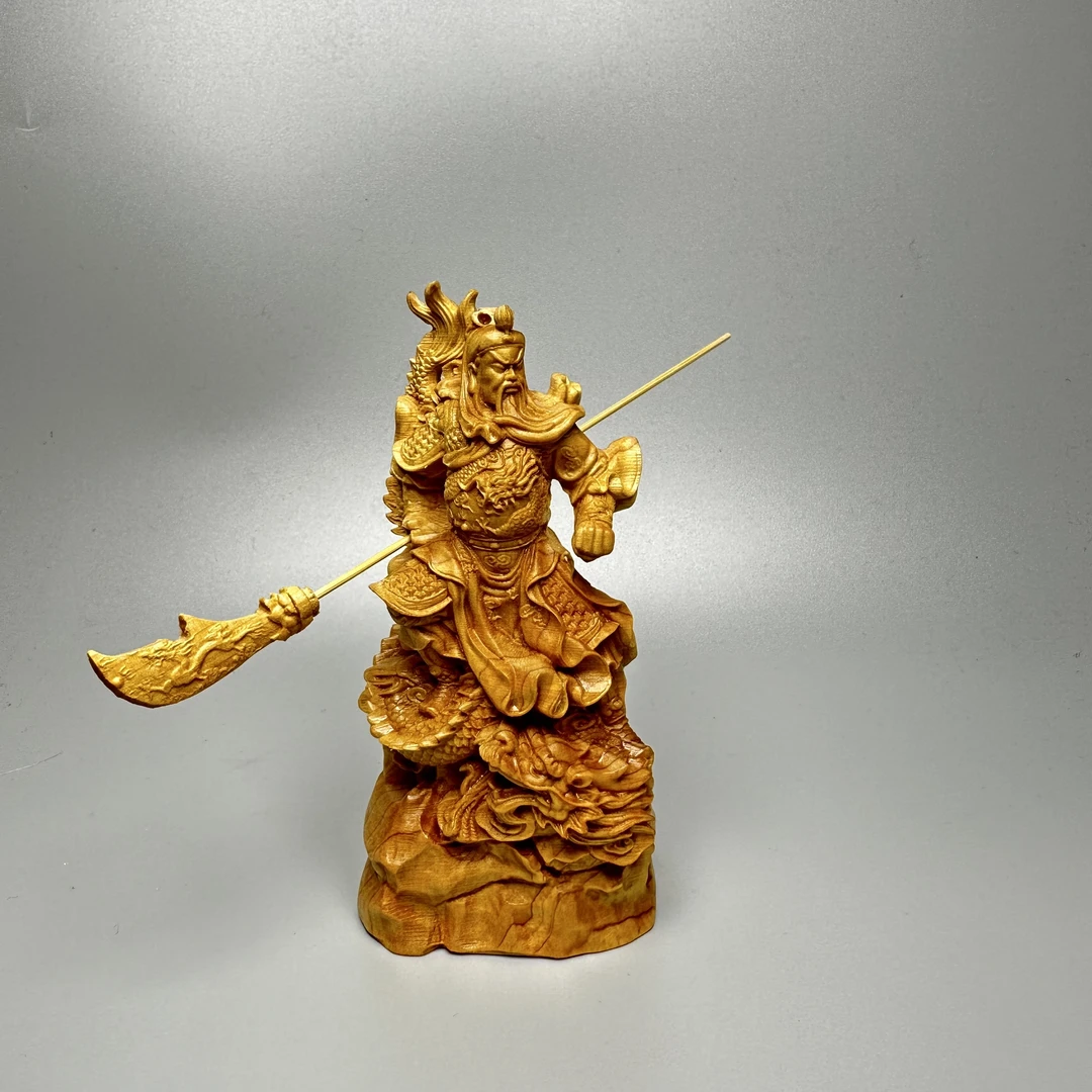 御龙关公 120太行崖柏木雕根雕红木工艺品家居雕刻摆件 高12cm