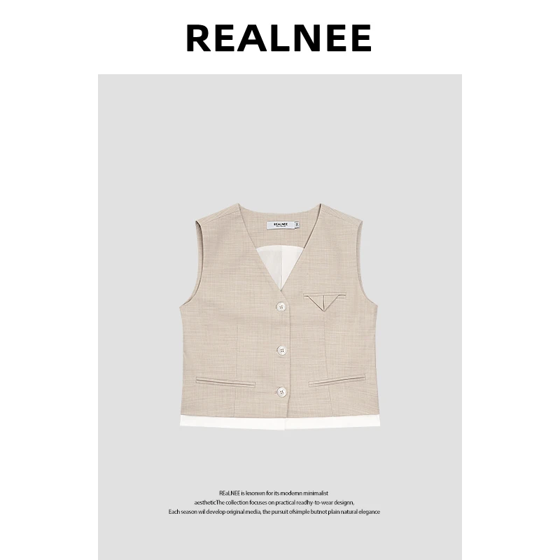 【知识分子】极简老钱风经典百搭气质叠穿无袖V领马甲RLMMP4XM03058