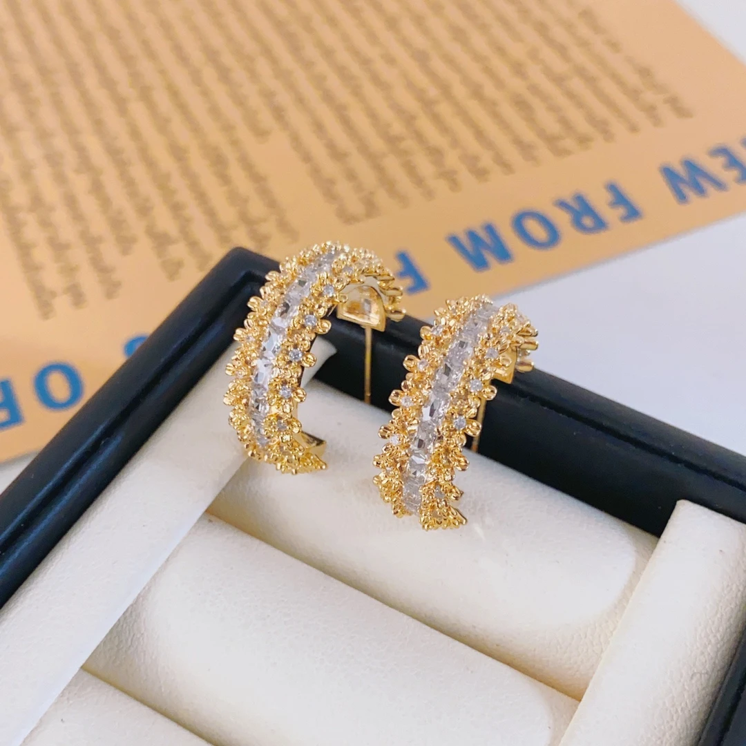 铜合金锆石耳饰 156 “满钻双层C形耳环”