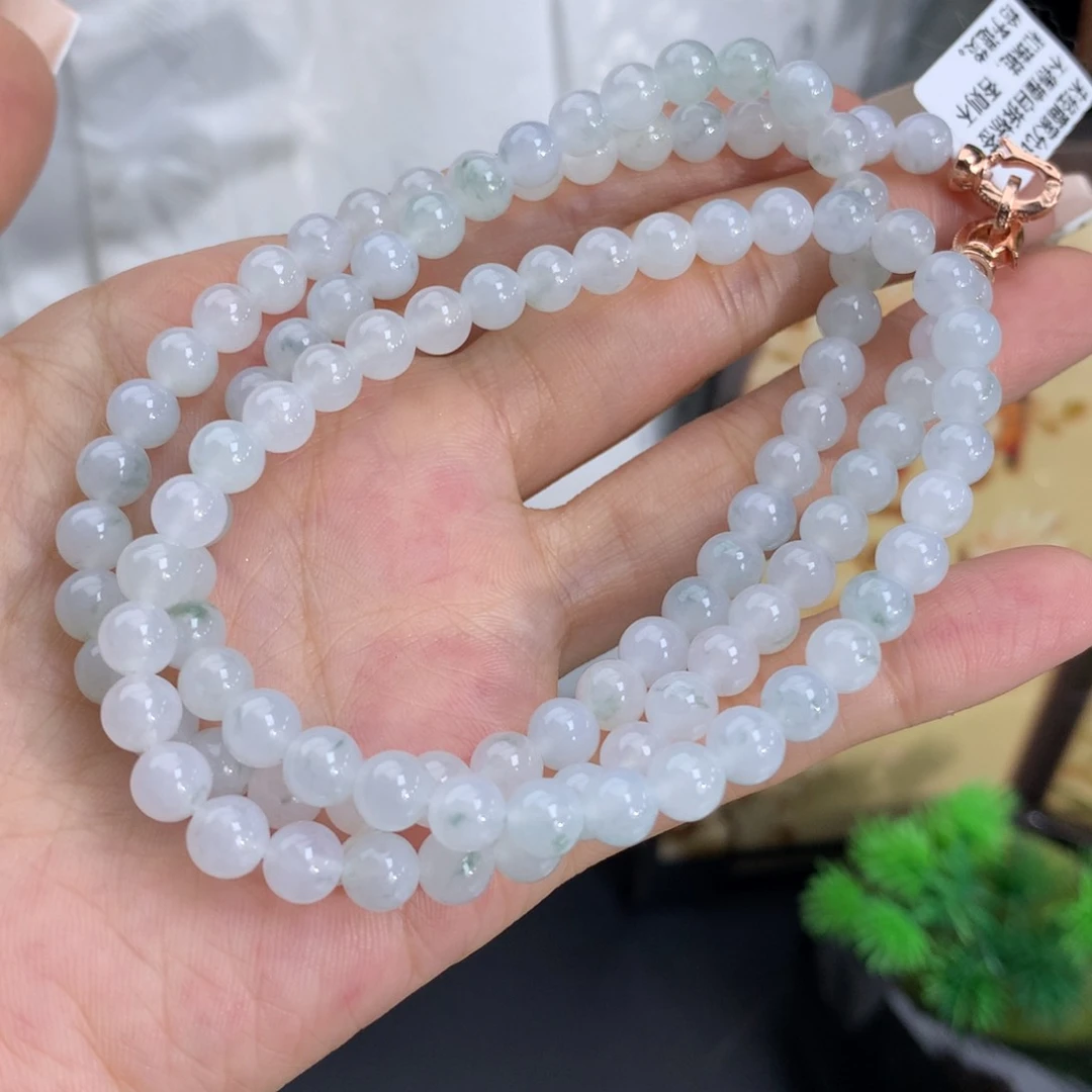 未镶嵌手串翡翠卡5.8冰胶白冰飘花项链