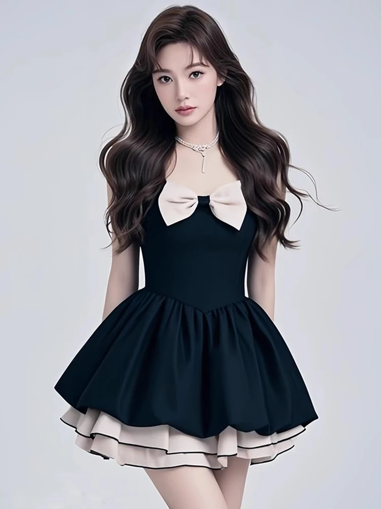 【KEKE】独特别致的黑色连衣裙2025夏季新款法式气质收腰显瘦小礼服