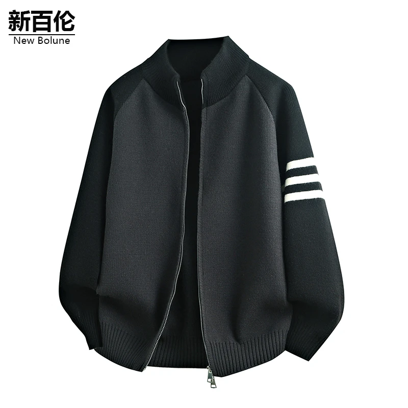 新百伦/NEW BOLUNE秋冬季加厚开衫毛衣男款潮流百搭宽松长袖外套