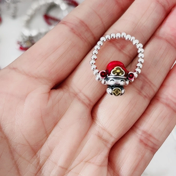 珐琅吊坠足银小财戒指