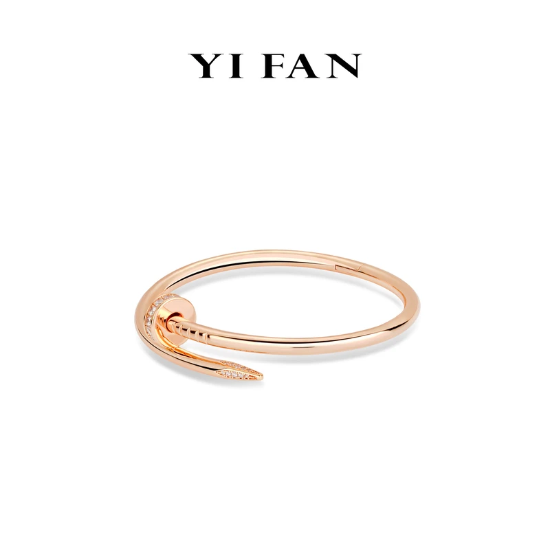 925银合成锆石手链 4601-时尚气质香槟金色钉子百搭中号手镯